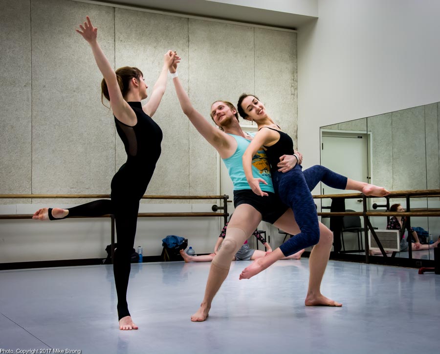 Photo by Mike Strong (KCDance.com) - Bach-d - Maria Halll, Trey Johnson, Hannah Wagner in studio