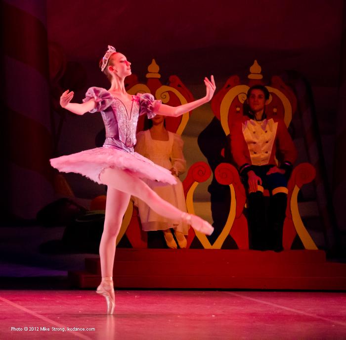 Arel Taylor as the Sugar Plum Fairy - 7pm - In the background are the Nutcracker Prince Joe Flickner and Clara (2pm) Mallerie Moore