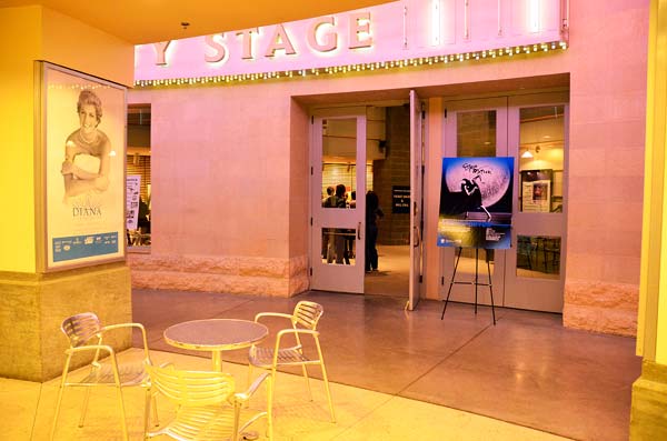 City Stage entrance in lower section of Union Station with City in Motion show poster in front.