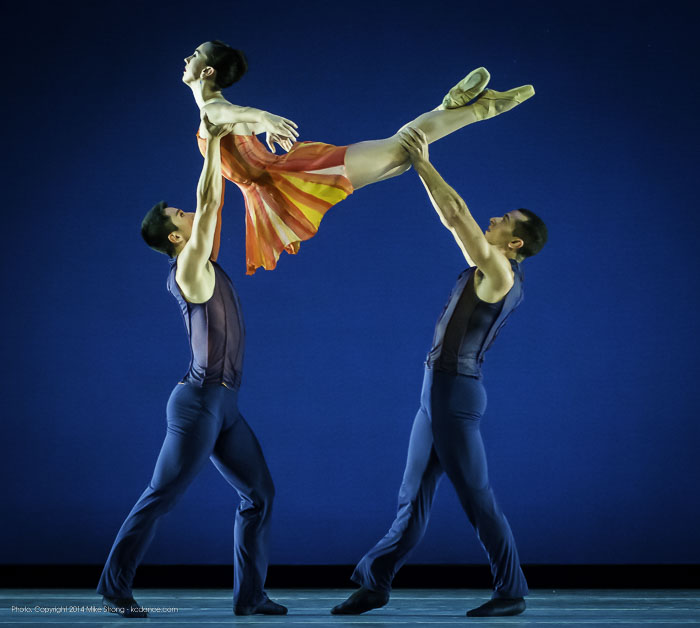 Sequence (top to bottom) with Liang Fu, Danielle Bausinger and Michael Davis in Concertino by Amy Seiwert for KC Ballet