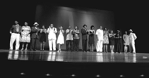 The Finalists on stage at the GEM for the KC-2-Step competition final competition 9 August 2008 - (picture above, left to right): Curtis Parker and Cassandra (Cassy) Harris-Jennings, James Cole and Bobbie Tuggle, Sam Dillard and Evette Dillard, Nathan Mack and LeAndrea (Lee Lee) Allen, Mark Mitchell and Nia Jones, Lawrence (Larry) Johnson and Rosalind Johnson, Mr. D-Mann Thompson and Carmen (Sexy C) McGee, Leo (Big Daddy) Franklin Sr and Elizabeth (Liz) Hinsen