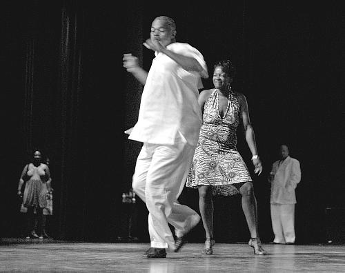 Larry and Rosalind Johnson on stage at the GEM in KC 2-Step competition 9 August 2008