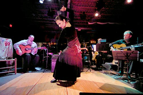 Zhanna Saparova, Flamenco dancer with Al Andaluz at Bar Natasha 7 aug 2008 in Kansas City, Mo