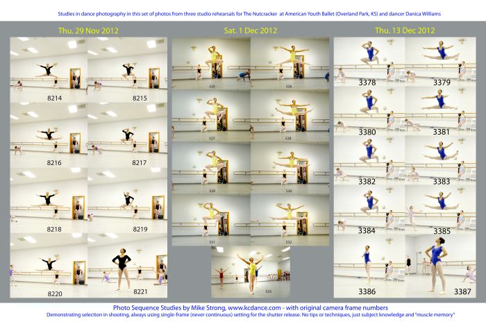 Another study repeating coverage of a sequence in across three rehearsal dates. Not all the individual shots are shots that I would normally choose as a separate picture. But the exercise hones my ability to get precise shots by intent rather than chance. This is not about timing and reactions. All timing and reactions require subject knowledge and listening. That is where the real work comes in. 