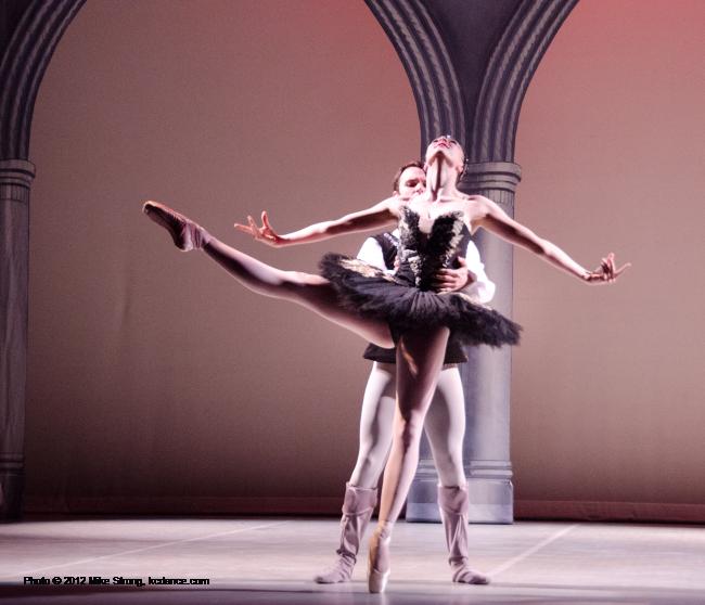 Emily Tatham (Black Swan at 2pm) with Erik Sobbe - Swan Lake by the American Youth Ballet (of American Dance Center in Overland Park, KS) May 12, 2012 - photo Mike Strong