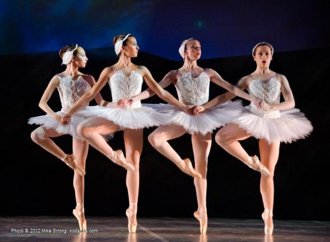 Our four cygnets: Molly Cook, Katy Hagen, Jessica Brown, Sydney Wilson - Swan Lake by the American Youth Ballet (of American Dance Center in Overland Park, KS) May 12, 2012 - photo Mike Strong