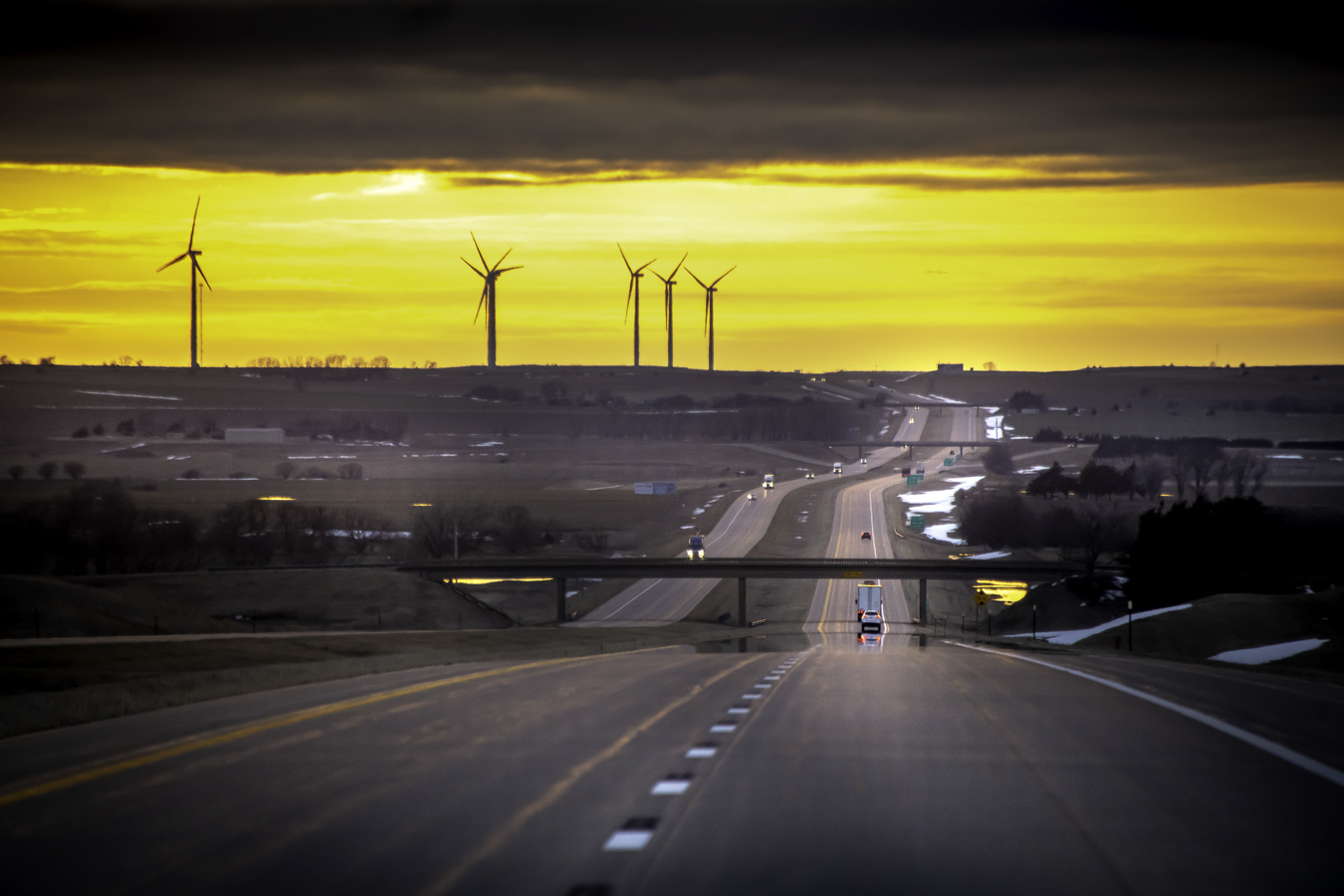 "The Expanse" - 7:16 pm heading west on I-70, March 11, 2019, about 60 miles to go to get to Hays, KS. Photo, copyright Mike Strong - kcdance.com, MikeStrongPhoto.com