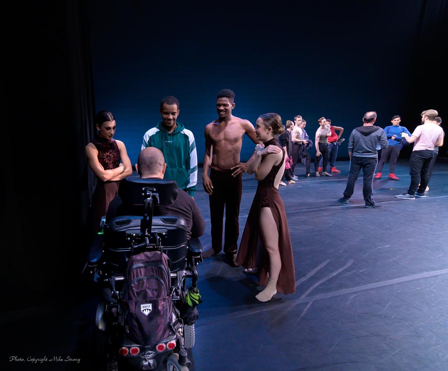 Last notes at dress with Frank (front), Caroline, Tristian, John and Kelsey, as Kansas City Ballet lines up behind (Parish Maynard with hoodie) 