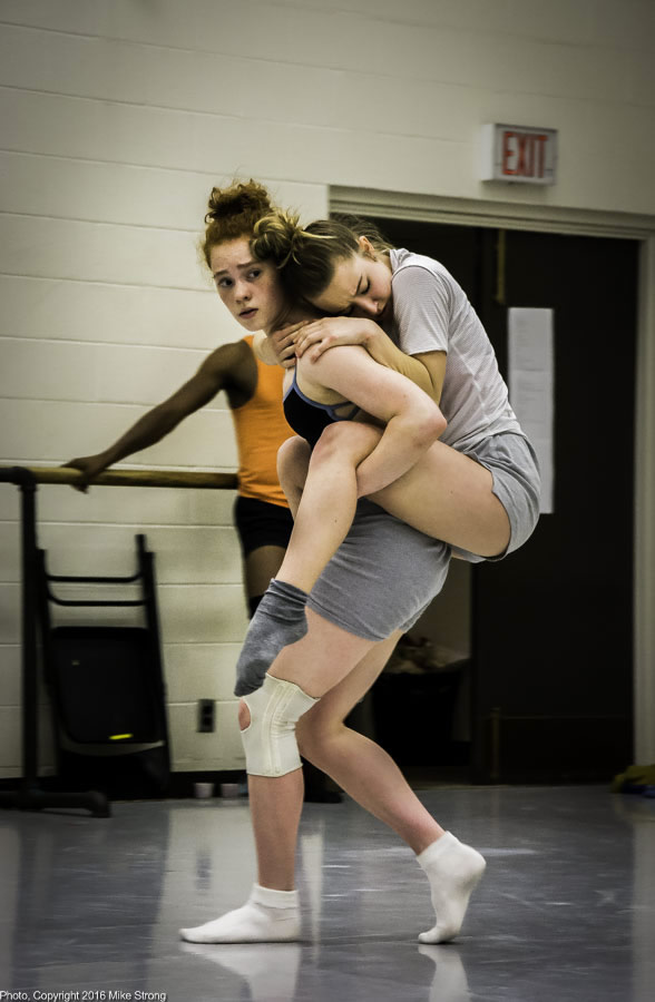Studio Rehearsal - Sarah Fragenberg carries Kelsey Crawford in Between a Crease ... by Kaylin Horgan