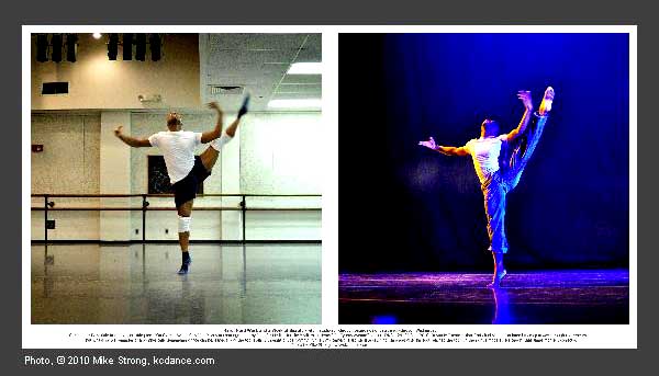 Christopher Barksdale with an extension during the Cyprus Avenue number in studio and on stage, the same moment.