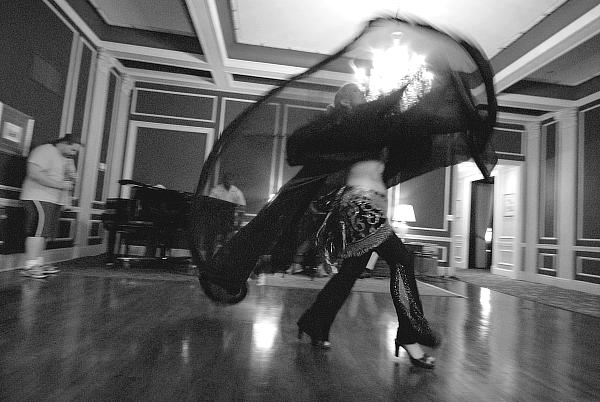 Nicole with veil performing bellydance for the short film (video) - Is It Jazz? by Fred Weems